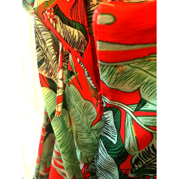 New Anthropologie Havana Floral Women’s A-Line Flowy Dress Size Small Red Green - Picture 5 of 7